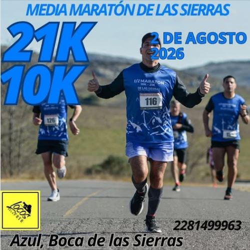 Media Maraton de la Sierras 2026 - Azul, Boca de la Sierras, Pcia de Bs As